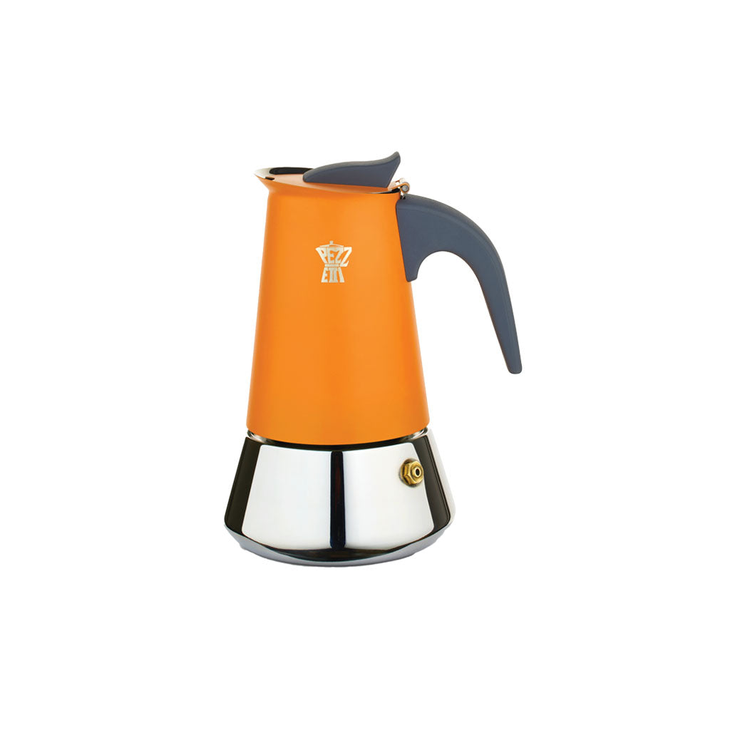 Pezzetti SteelExpress 4 Cup Moka Pot Orange Flame