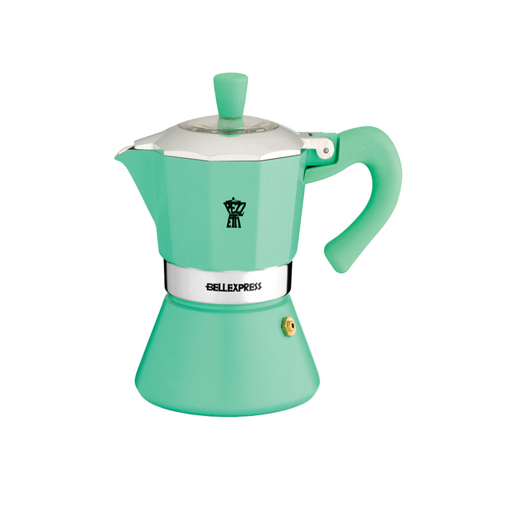 Pezzetti BellExpress 6 Cup Induction Moka Pot Turquoise Elegance