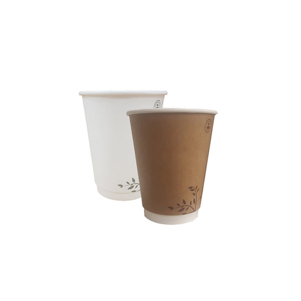 8oz Compostable Cups White/Brown