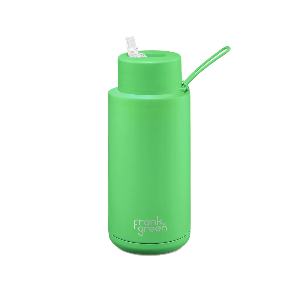 Frank Green 1 Litre Ceramic Reusable Bottle Neon Green