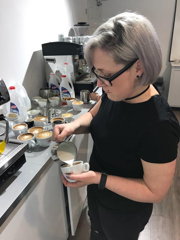 Woman learning Latte Art Training