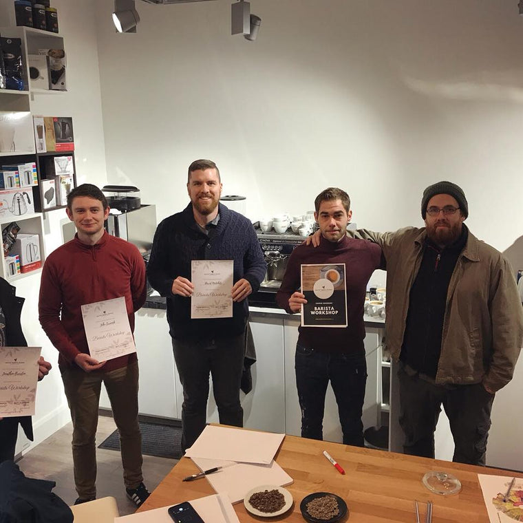 Students with Coffee Certifications in Galway Barista School