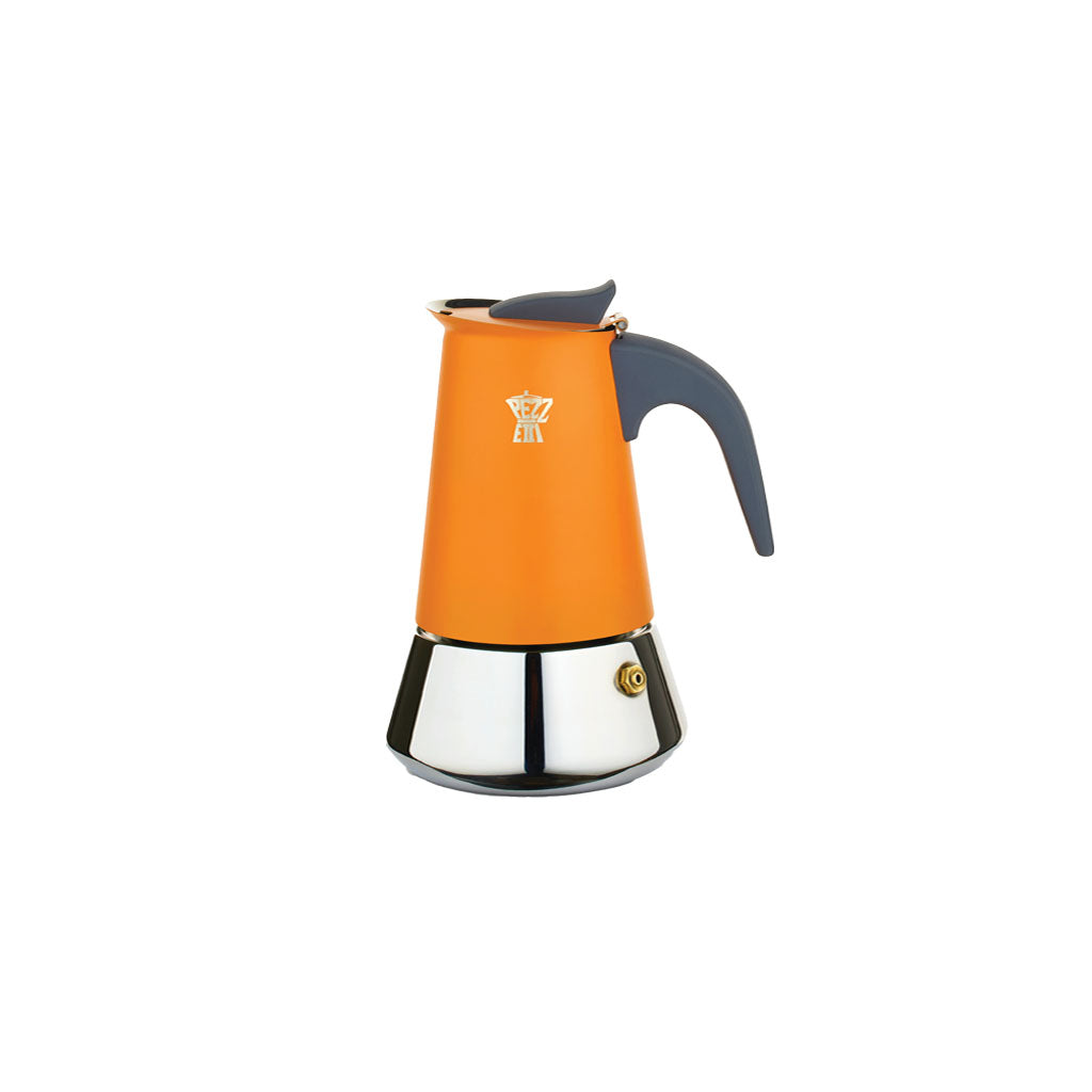 Pezzetti SteelExpress 2 Cup Moka Pot Orange Flame