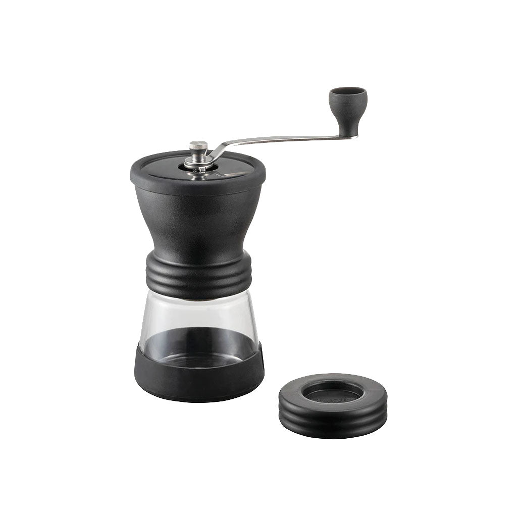 Hario Skerton N Ceramic Coffee Grinder with ceramic burrs, adjustable grind settings, and a compact, travel-friendly design.